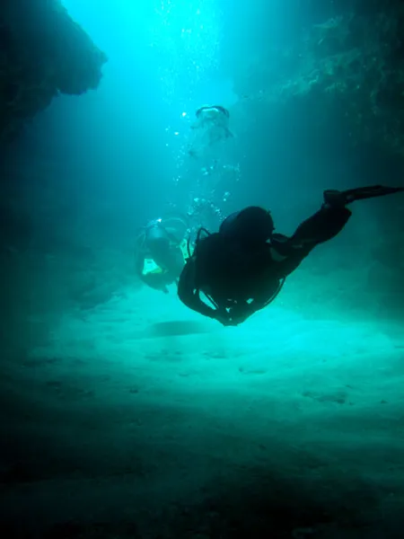 Divers in the Cathedral canyond