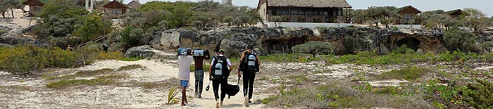 The divers in diving trip arrive at the Ambatomilo lodge
