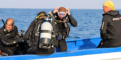 On the boat getting ready for diving