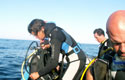 In diving trip, aboard, just before diving
